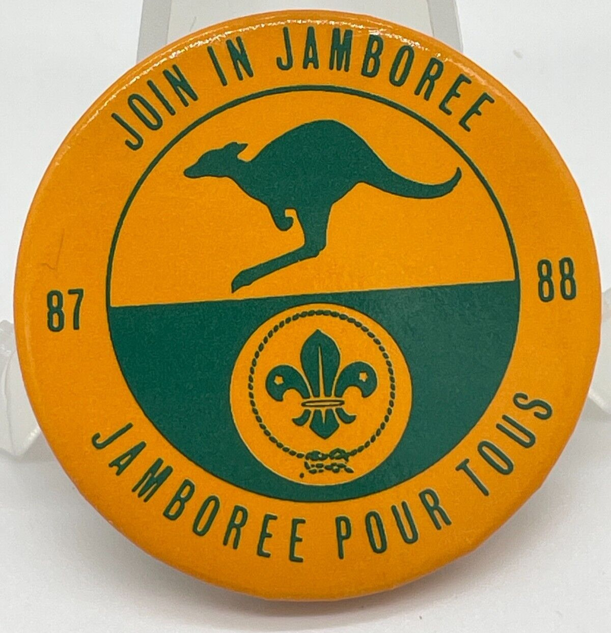 1987-88 Join In Jamboree- Jamboree Pour Tous Pin Back Button Scouting