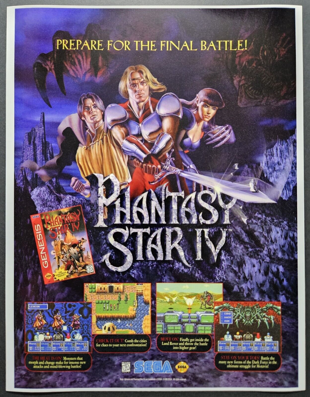Phantasy Star IV 4 Sega Genesis 1994 Promo Ad Wall Art Print Poster - Glossy