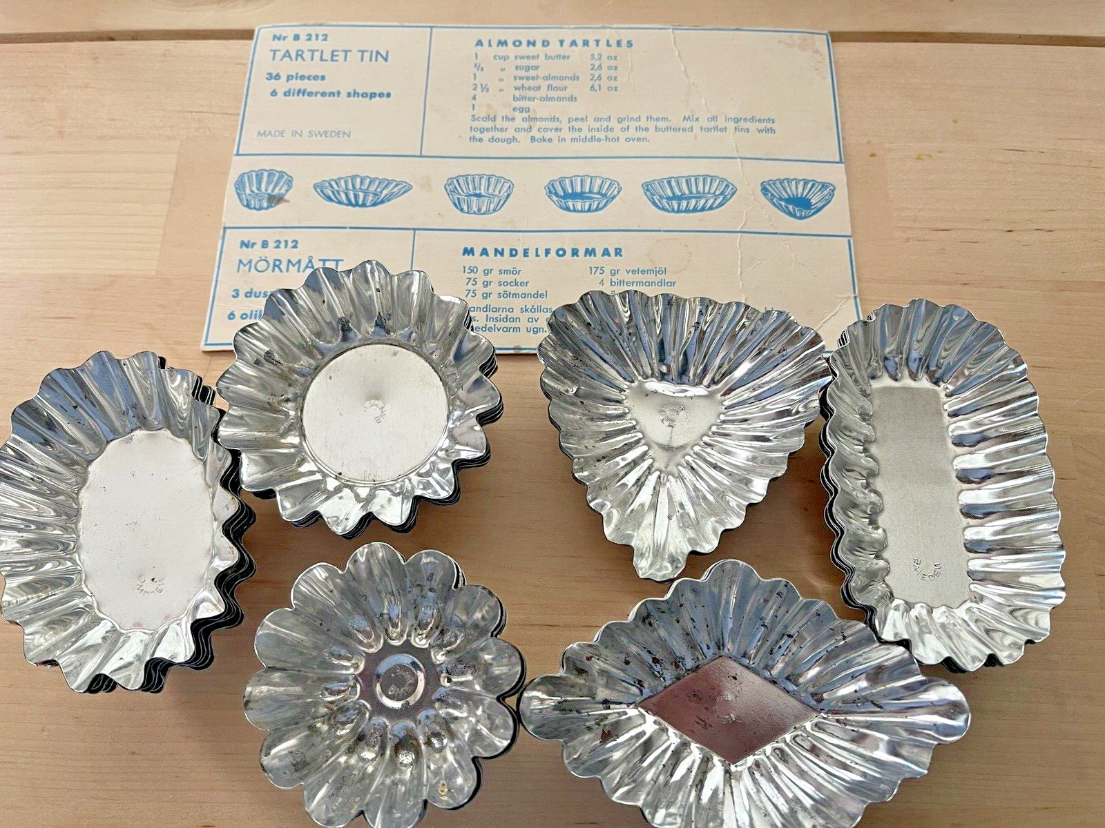 36 Vintage Swedish Tartlet Tins 6 Different Shapes 6 of each