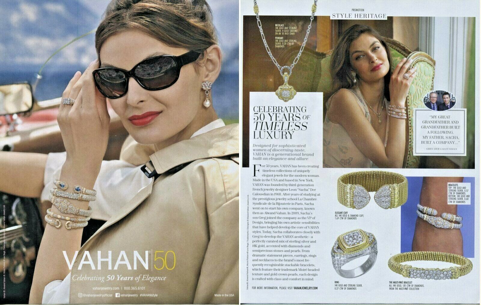Original Magazine  2 Page Ad Vahan Jewelry Celebrating 50 Years