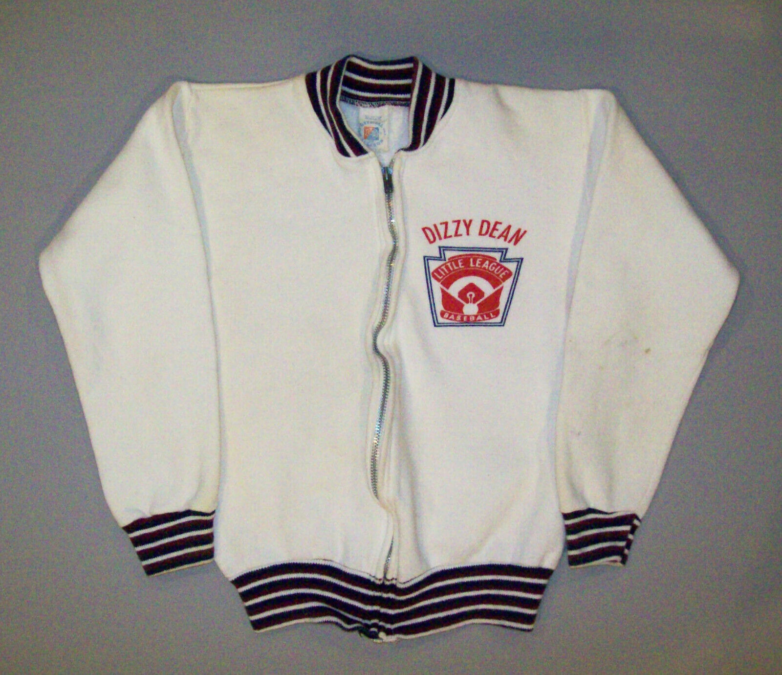 Vtg 1964 Dizzy Dean Little League Zipper Front Sweatshirt New York Worlds Fair