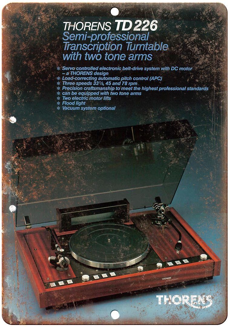 Thorens TD226 Transcription Turntable Ad Vintage Reproduction  Metal Sign D122