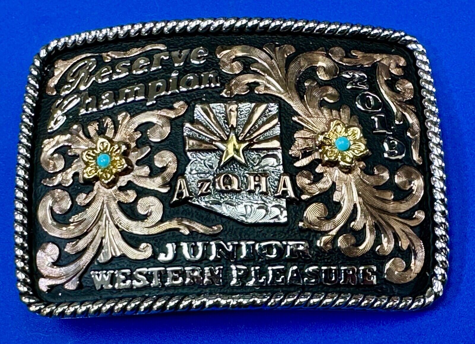 Reserve Champion AZQHA Jr Western Pleasure 2019 belt Buckle by Preston Williams