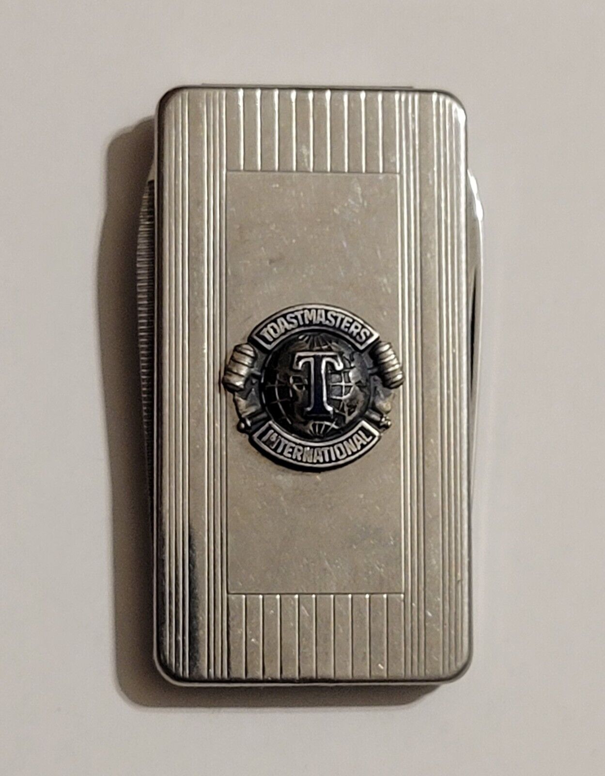 Vintage Imperial Silver Tone Toastmaster International Money Clip Pocket Knife 