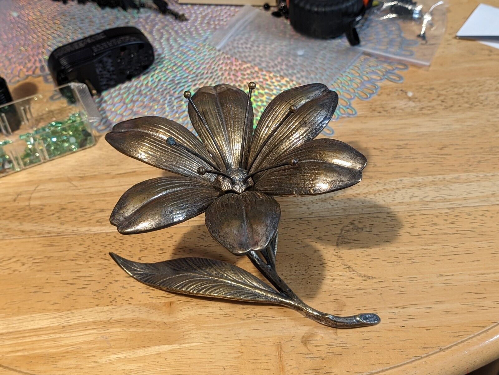 Brass Flower With Removable Individual Ashtray Petals Vintage