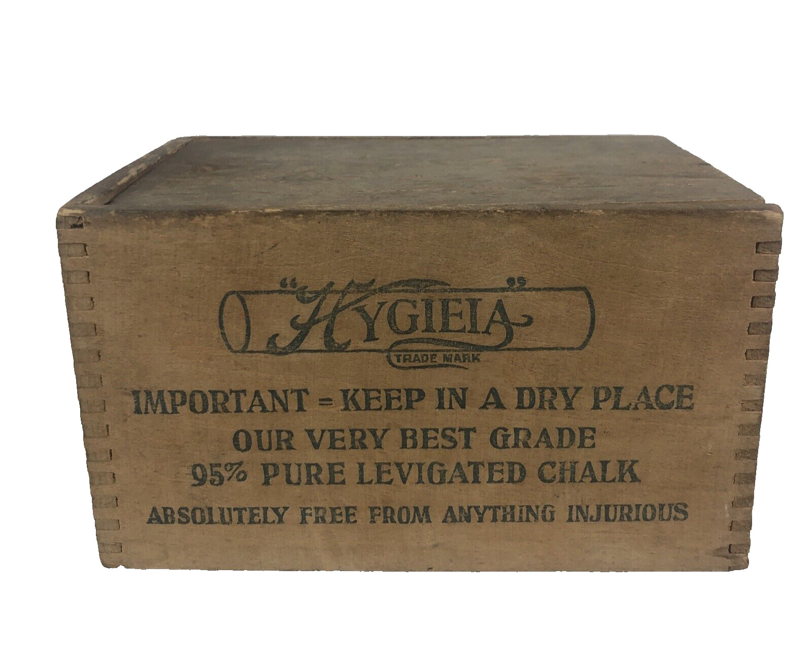 Vintage Old Faithful Hygieia Dovetail Wooden Box Advertising American Crayon Co.