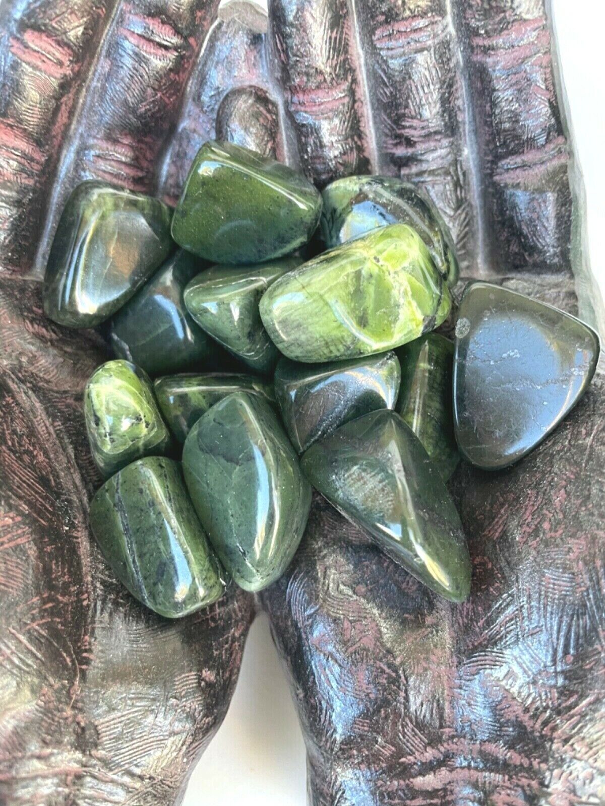 1X Canada Nephrite Jade Tumbled Stones 25-30mm LG Healing Crystal Health Wealth 