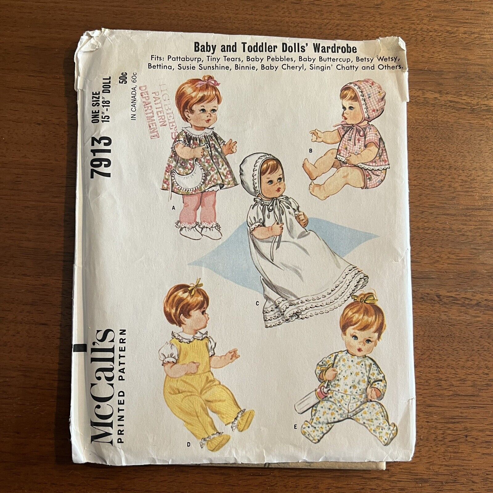 1965 Vtg McCall’s 7913 Baby Doll Clothes 15\