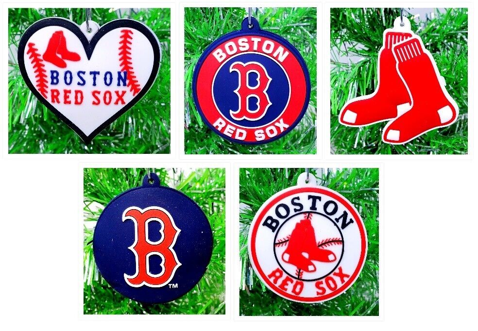 Boston Red Sox Baseball Ornament 5pc Set Rafael Devers Christian Arroyo