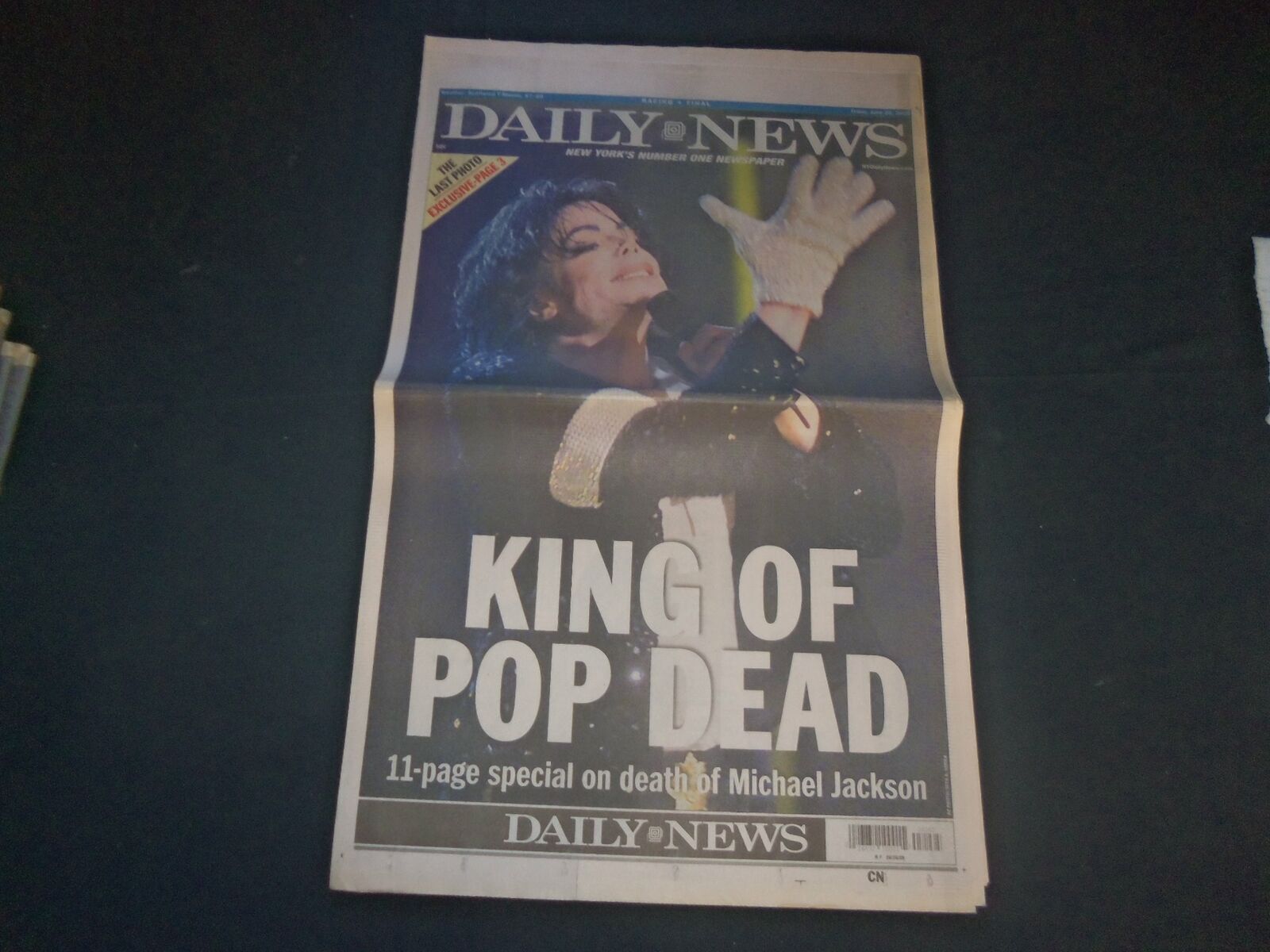 2009 JUNE 26 NEW YORK DAILY NEWS NEWSPAPER-MICHAEL JACKSON DEAD-1958-2009-NP1742