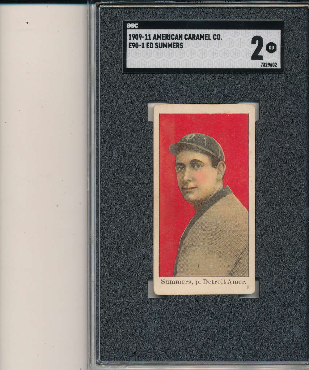 1909 american caramel e90-1 Ed Summers Detroit Tigers sgc 2 trading card gd bm
