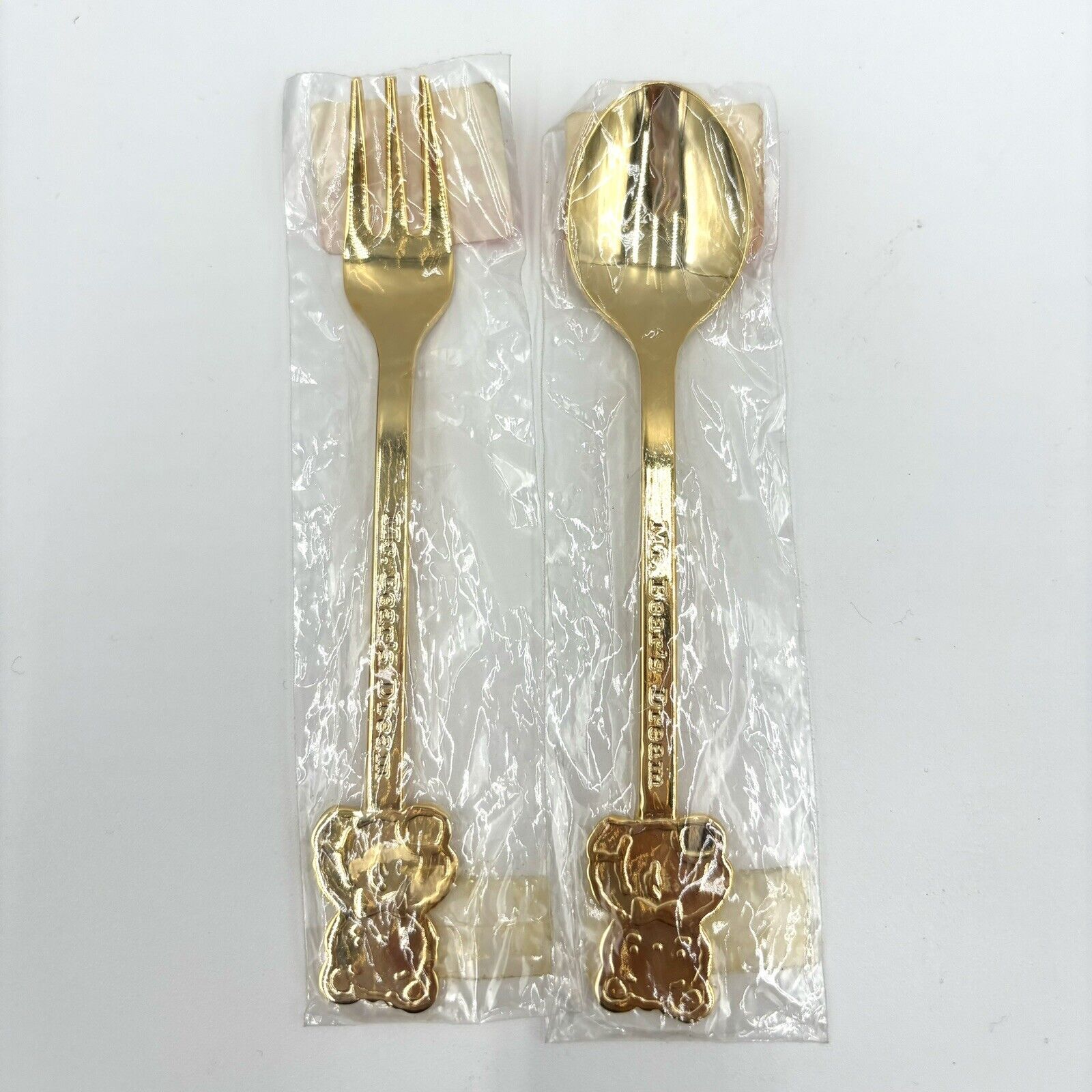 Vintage 1985 Sanrio Mr Bear's Dream Stainless Steel Spoon And Fork Set. Japan
