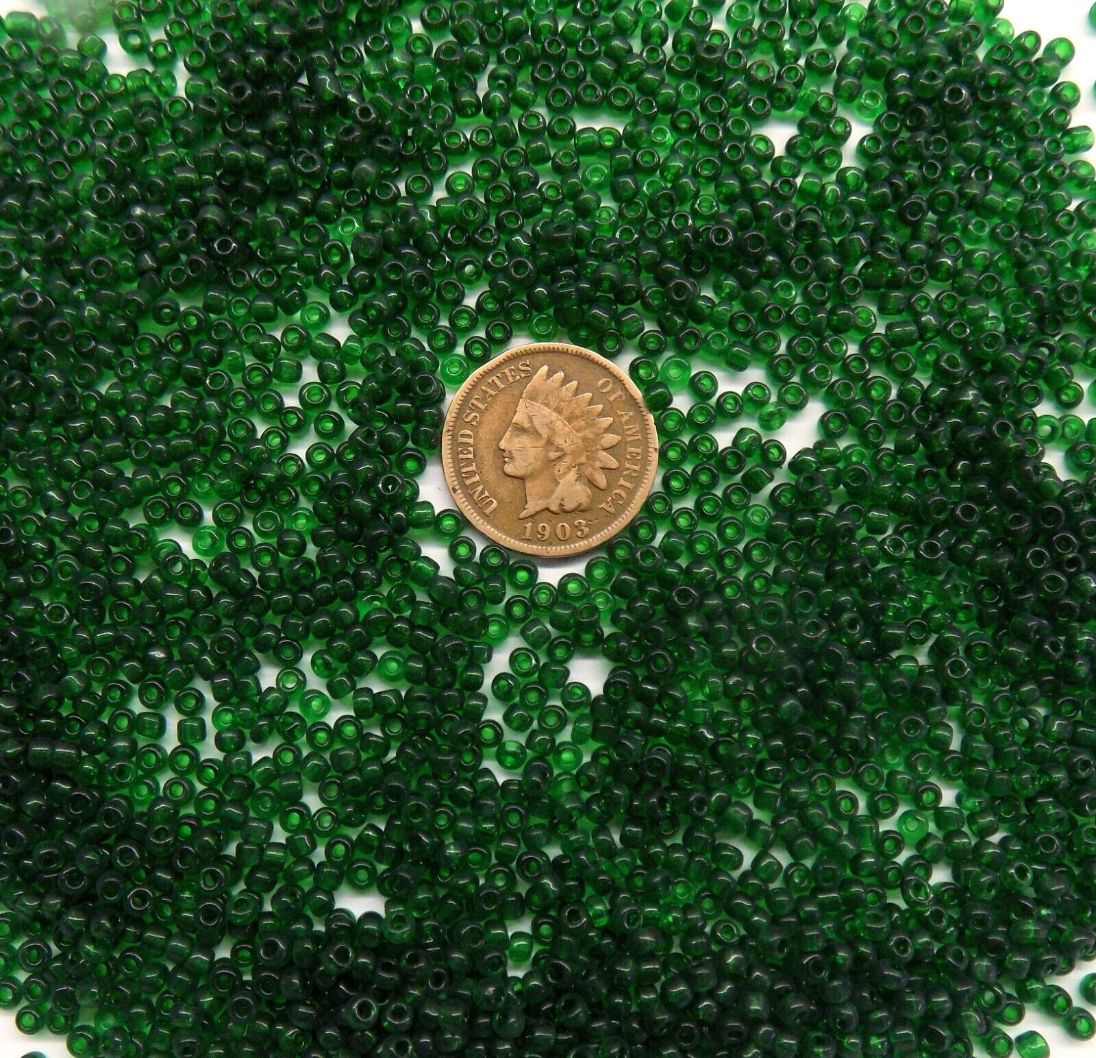 1/2# Pound 10/0 Forest Green  Venetian Antique African Seed Beads Trade V 87