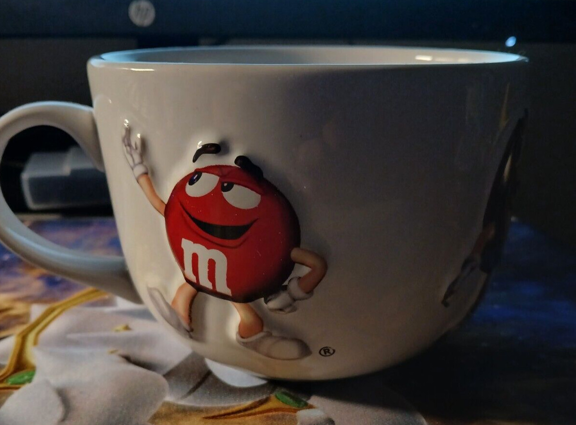 Vintage M&M\'s Candies Coffee Mug Raised Multicolor Tea Soup Ceramic 18oz