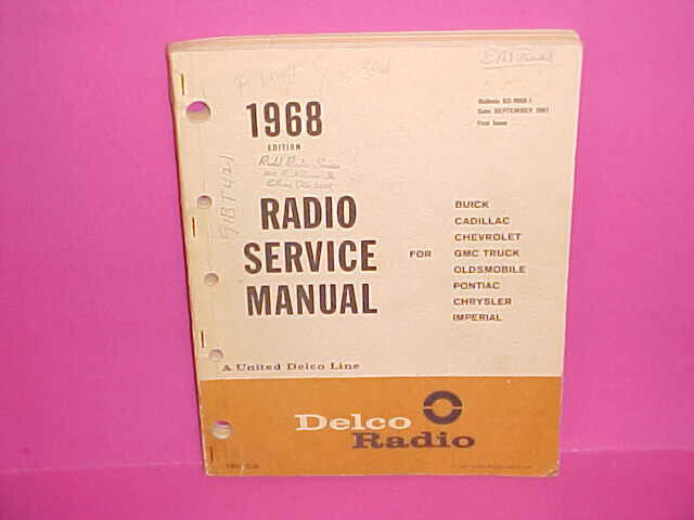 1968 DELCO AM AM-FM STEREO MPX RADIO 8-TRACK REVERBERATION SERVICE MANUAL BOOK