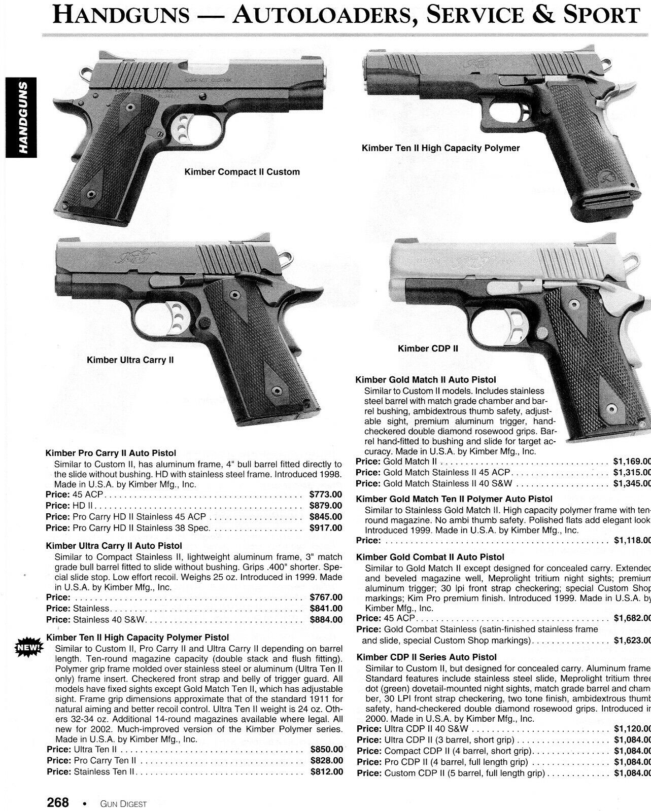 2003 Print Ad of Kimber Pistol Model Compact II, Ten II, Ultra Carry II, CDP II