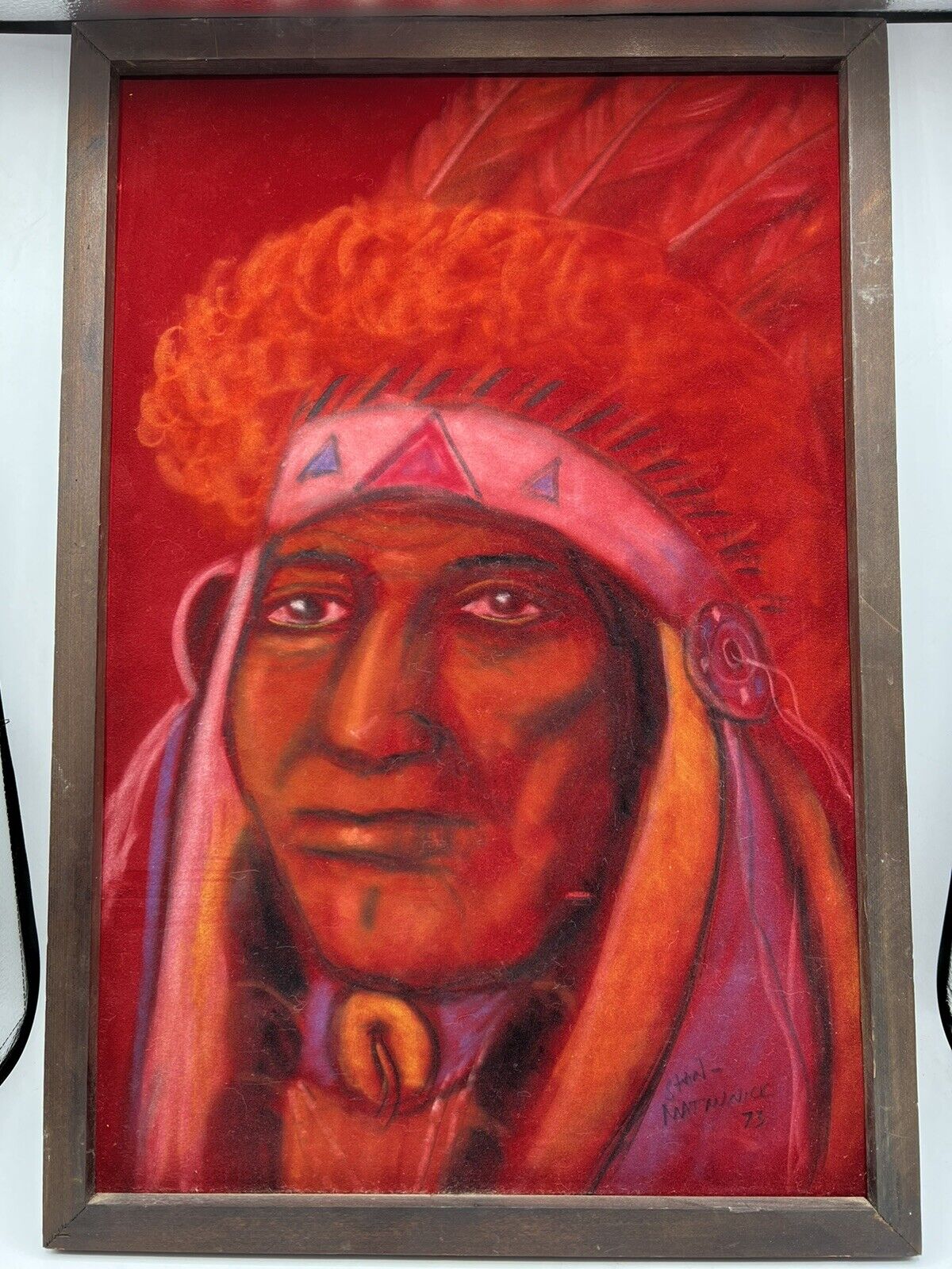 Vintage Stan Matrunick Native American Signed Painting ‘73 Chief Big Arrow
