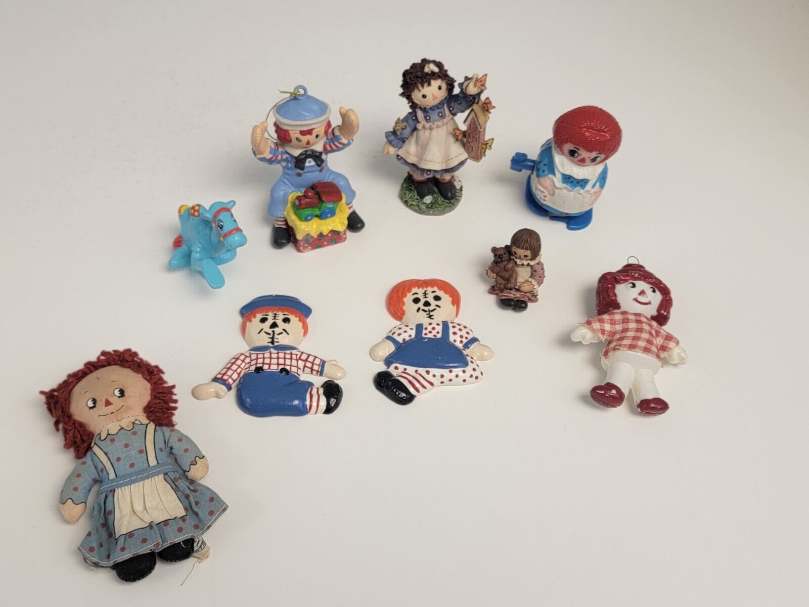 Raggedy Ann and Andy Figurine / Doll Lot of 9 Rare Wind Up Plastic Resin