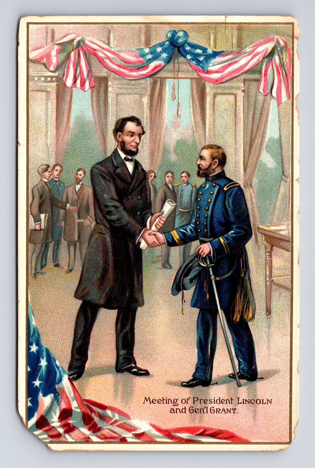 TUCK's Abraham Lincoln Meeting General Grant ACW Postcard