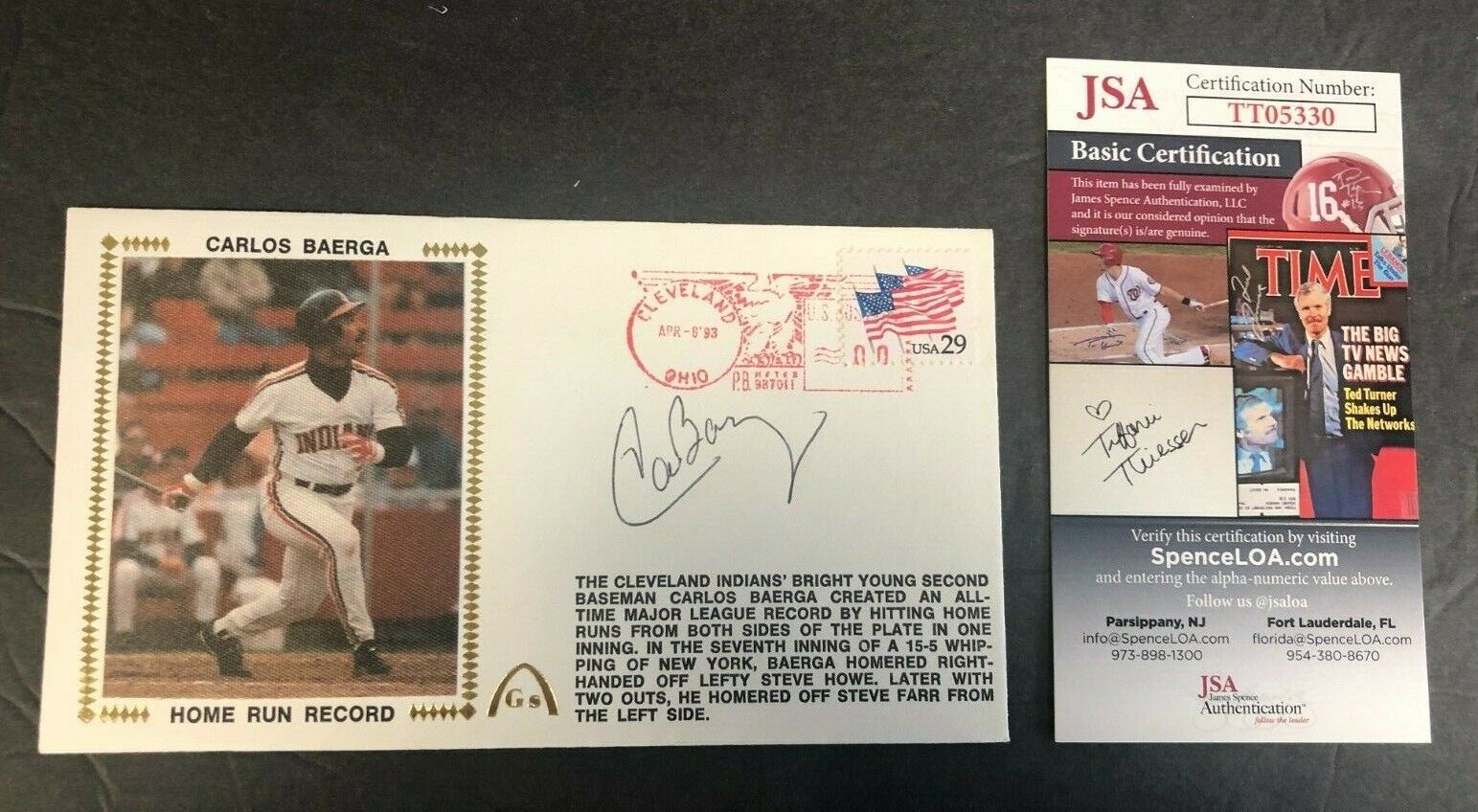 VINTAGE FIRST DAY COVER *CARLOS BAERGA* W/JSA COA MINT CONDITION (RJF)