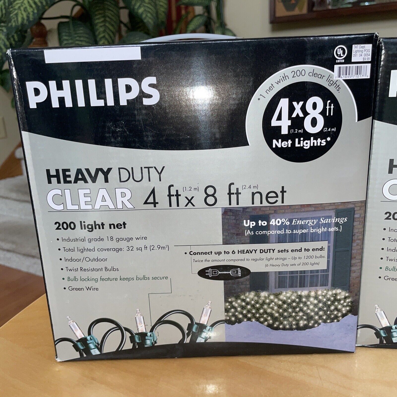 Philips Heavy Duty 200 Clear Indoor Outdoor String Net Lights 4 x 8 Ft Christmas