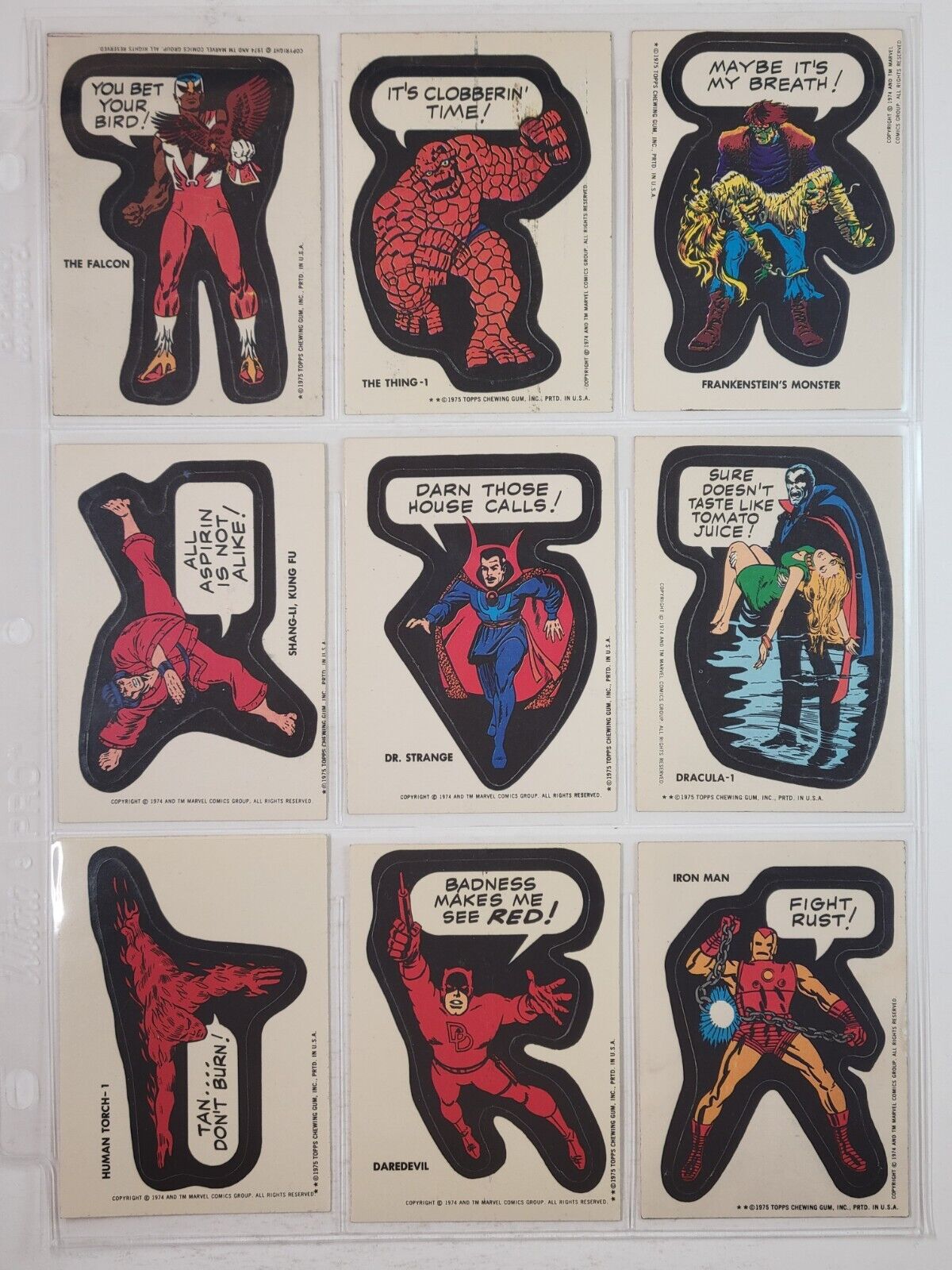 1974/75 Topps Marvel Comic Book Heroes Complete Set of 40 Stickers w/Puzzle