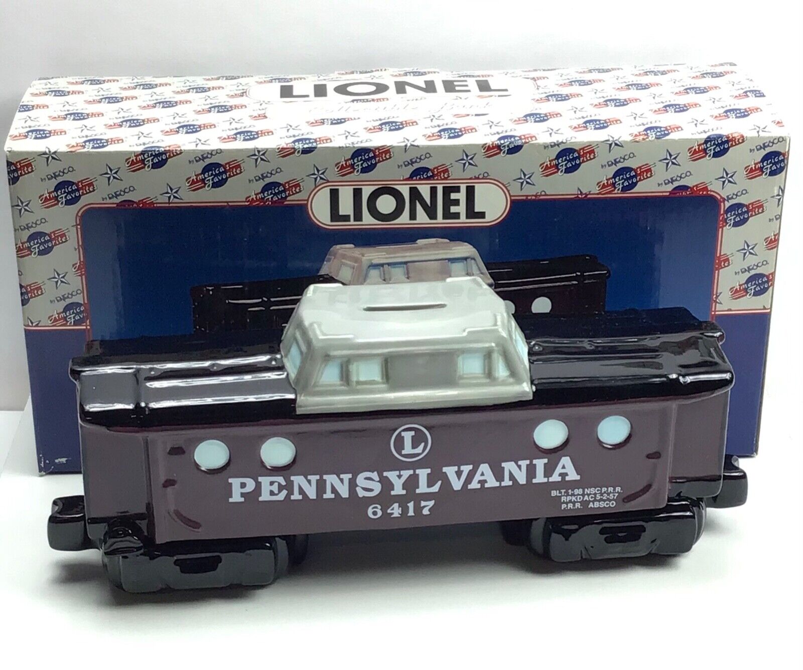 Lionel Trains by Enesco / Ceramic Bank / PRR Pennsylvania Railroad Caboose #6417