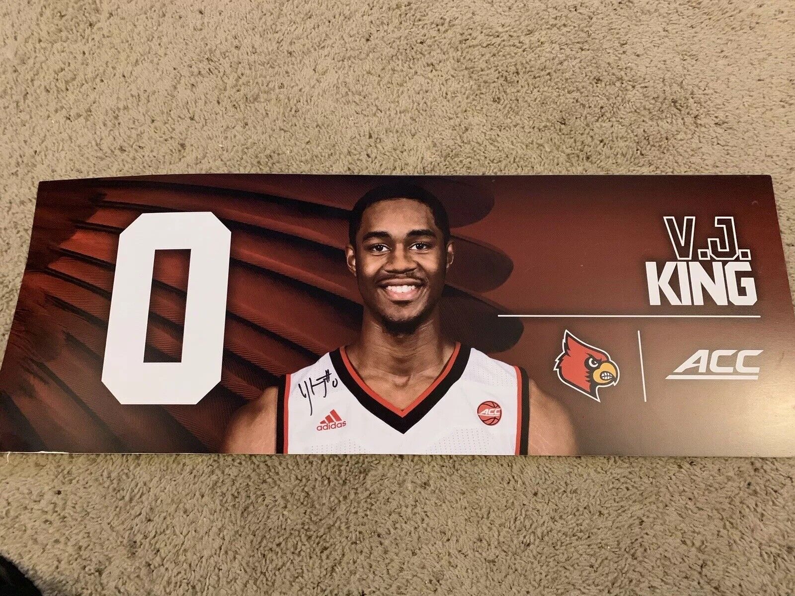 Louisville Cardinals Basketball V.J. King Authentic Locker Room  Sign 12 X 33