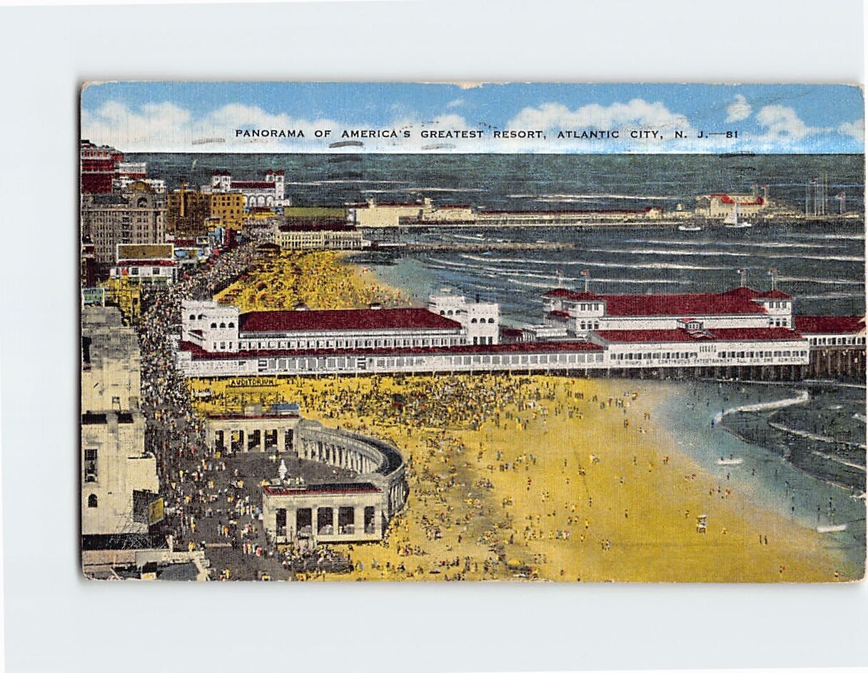 Postcard Panorama of America's Greatest Resort Atlantic City New Jersey USA