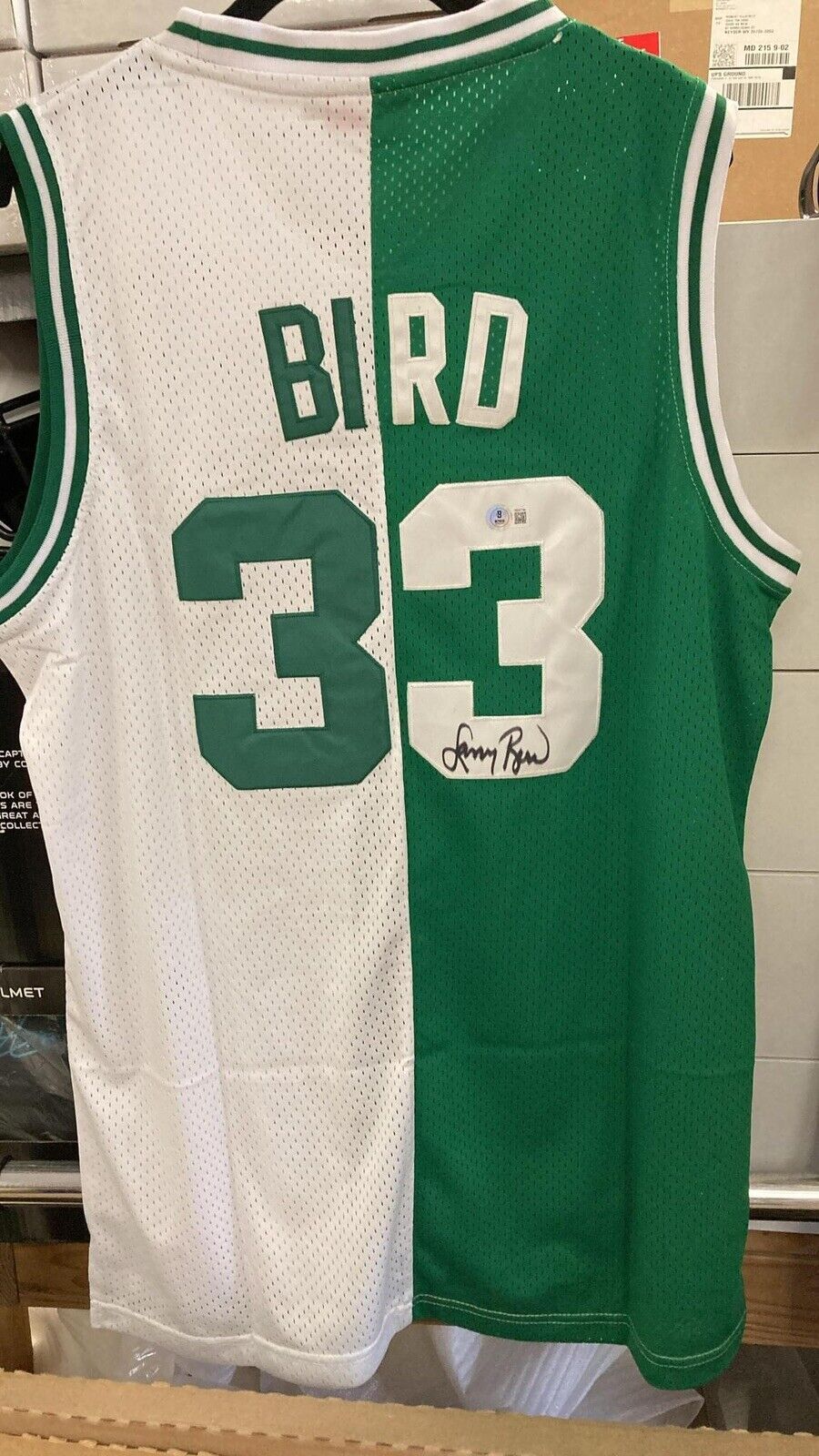 Larry Bird Signed Autographed Mitchell & Ness Split Celtics Jersey Beckett