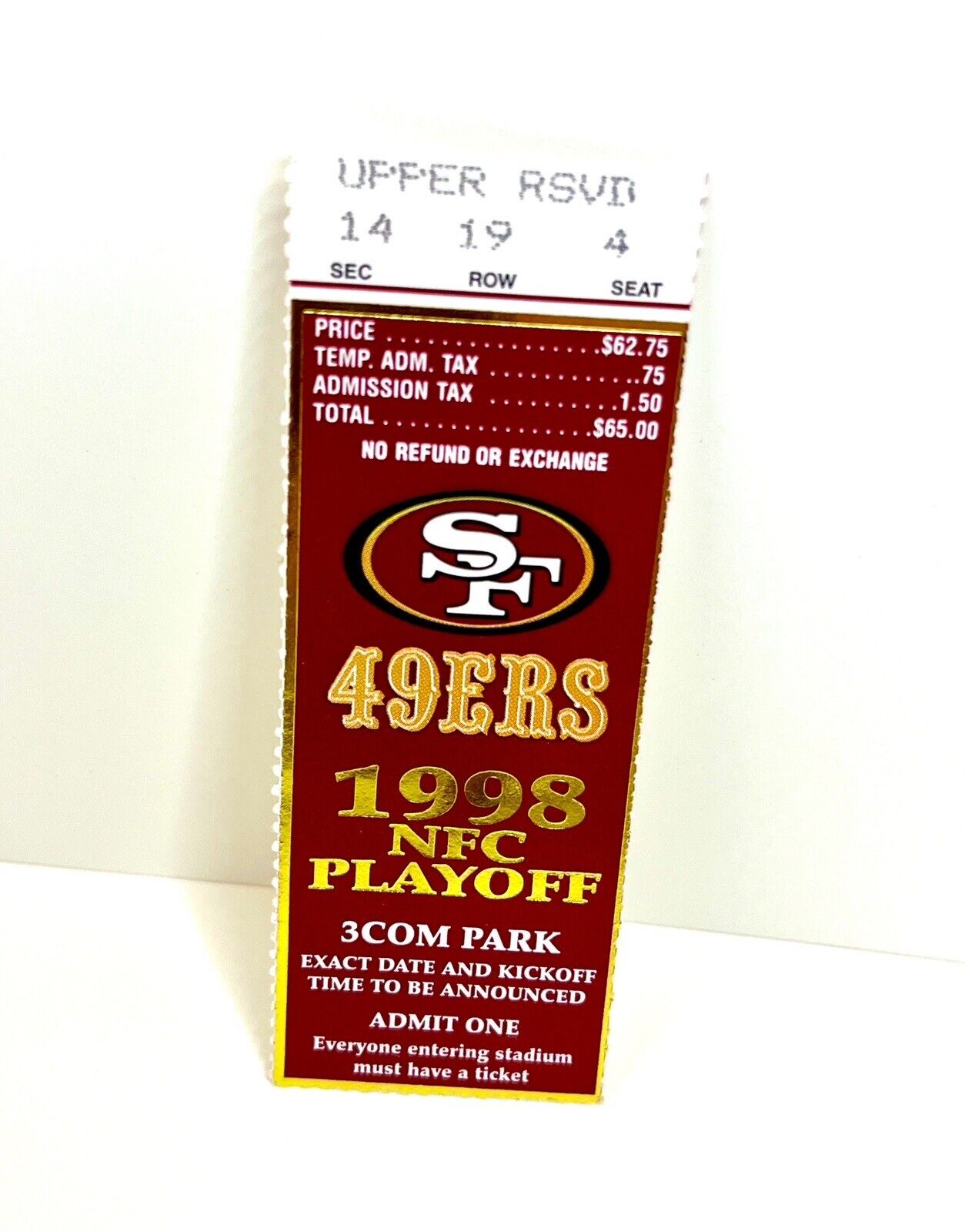 San Francisco 49ers vintage collectible 1998 NFC playoff game 3Com Candlestick 