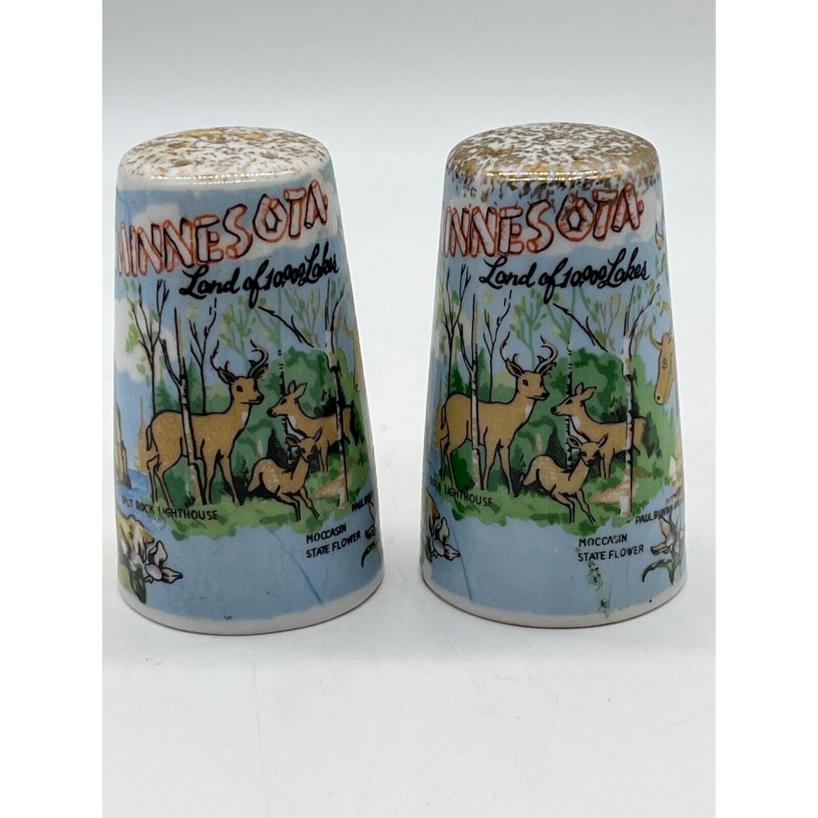 Vintage Minnesota Souvenir Salt and Pepper Shakers by Thrifco Ceramics Japan