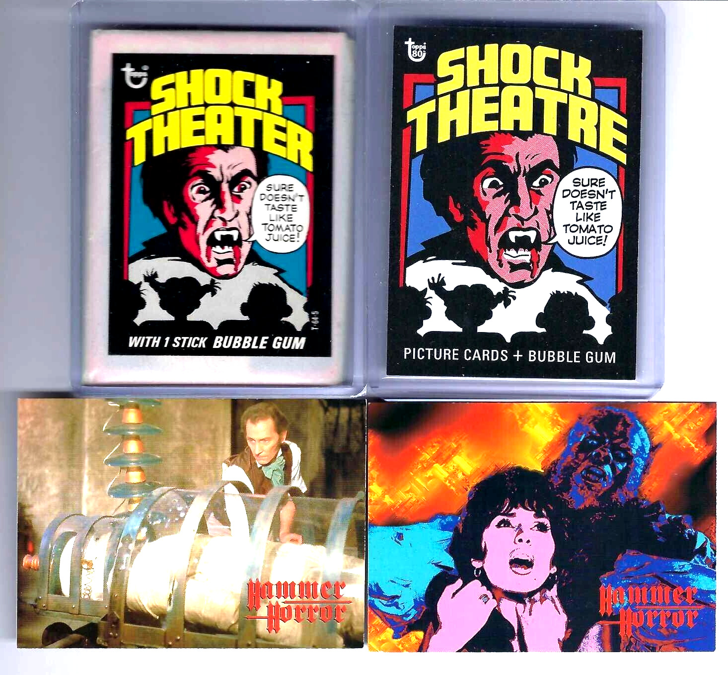 1975 Topps Shock Theater Test Issue Sealed Card Pack + Art Card..2 Hammer Promos