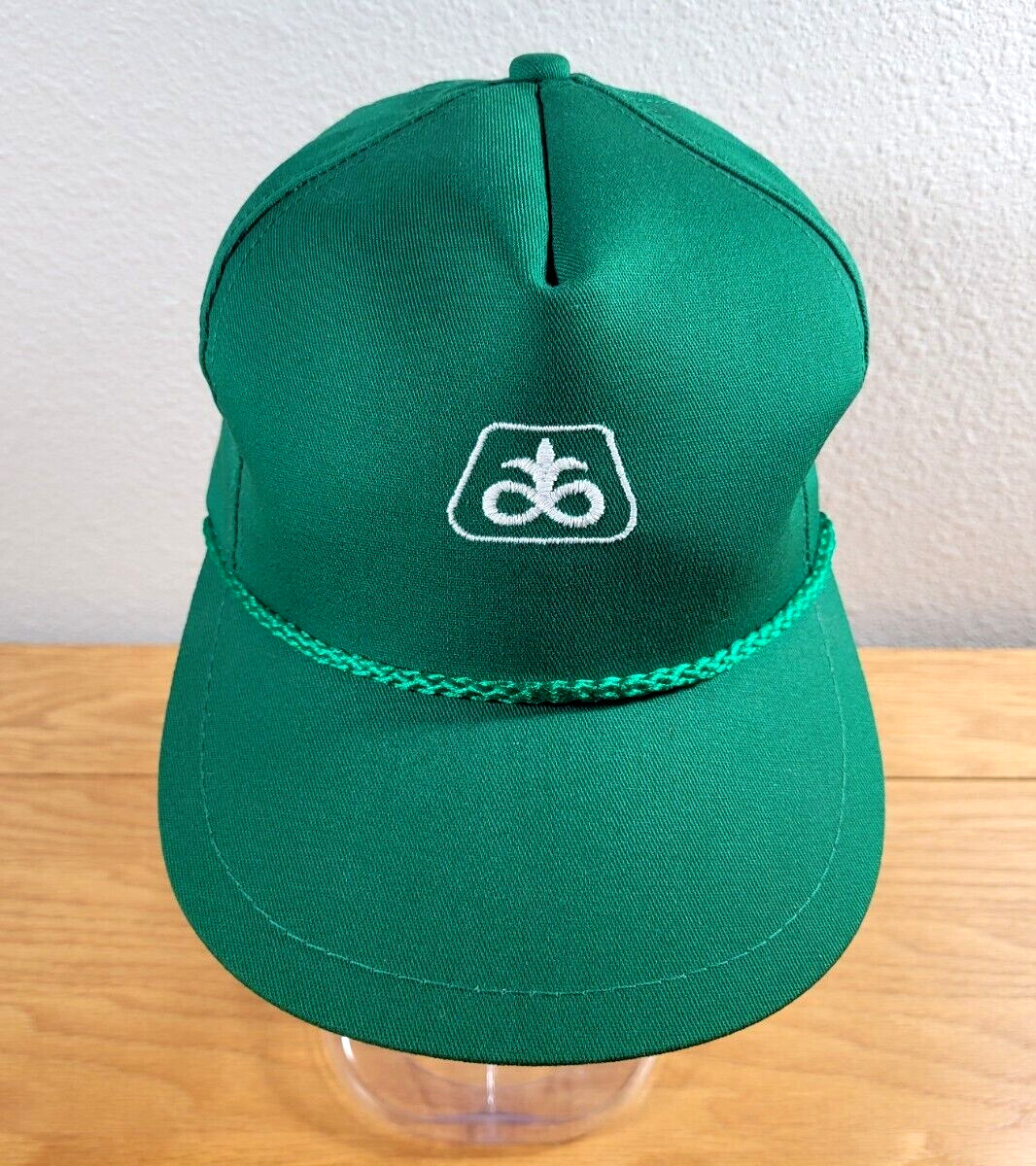 VINTAGE Pioneer Hat Cap Adult Green Adjustable Leather Strap Back Rope Golf Seed