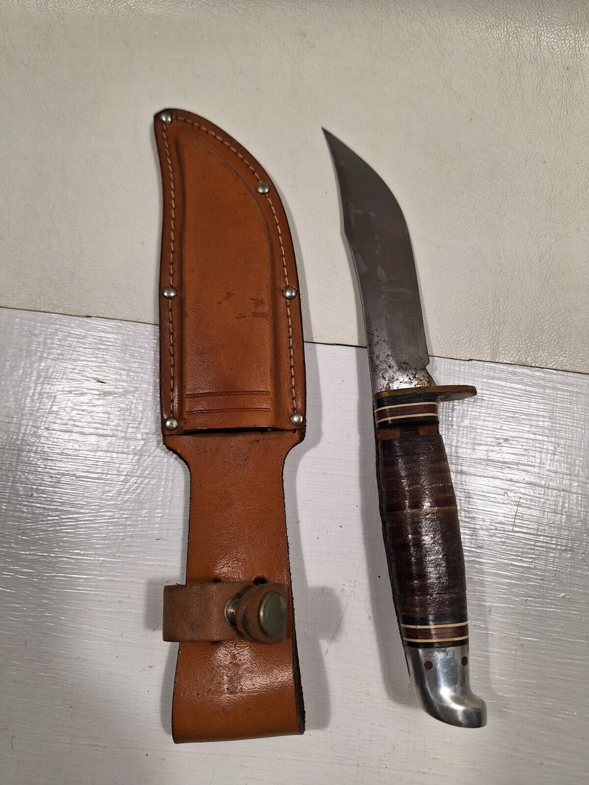 VTG Knife Western L36 Boulder Colorado W/ Sheath Fixed Blade Hunting Made In USA