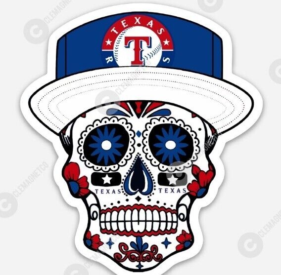 Texas Rangers Sugar Skull STICKER - MLB World Series Champions 