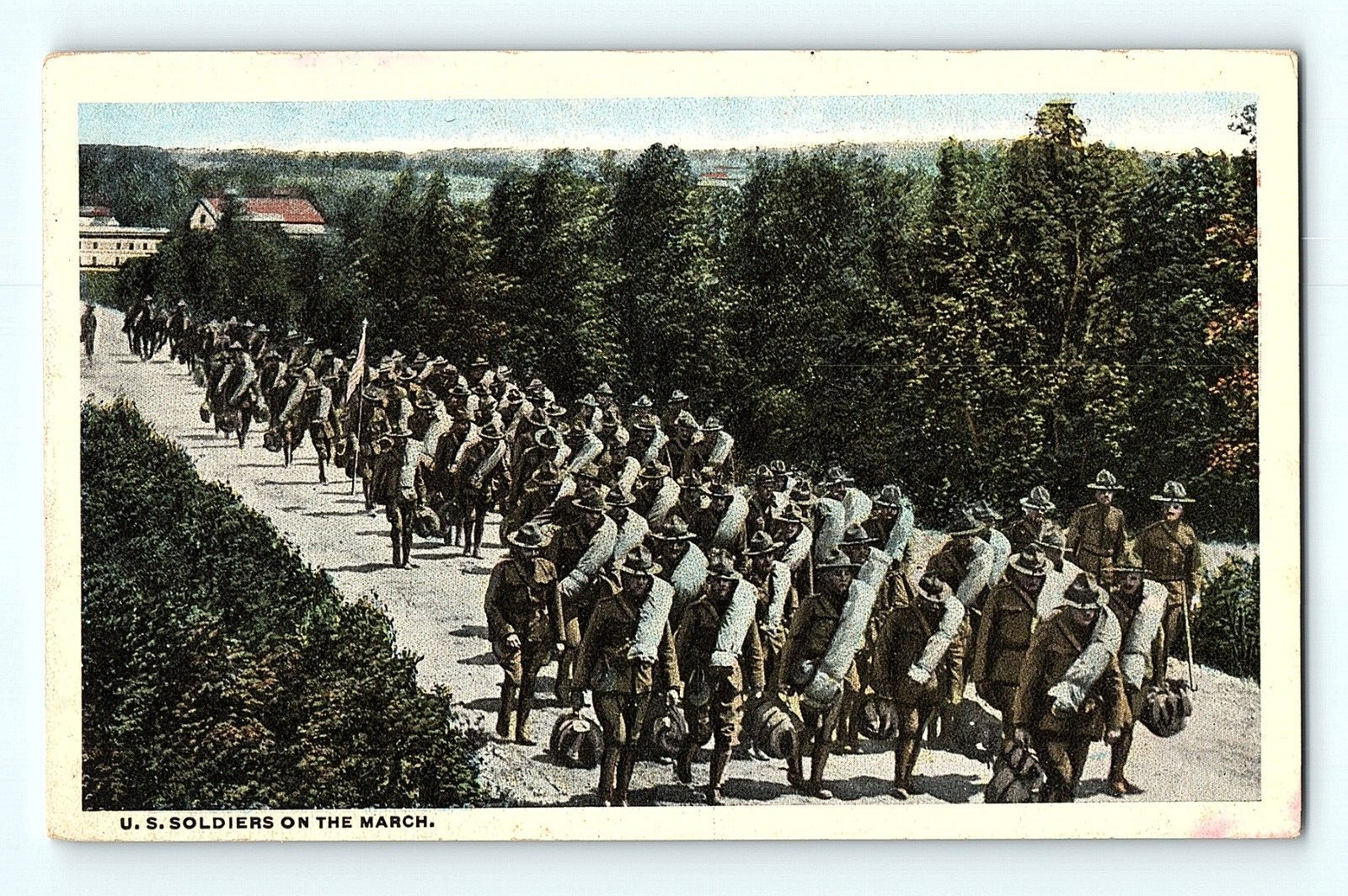 Military US Army Cantonment US Soldiers On the March Vintage Postcard E4