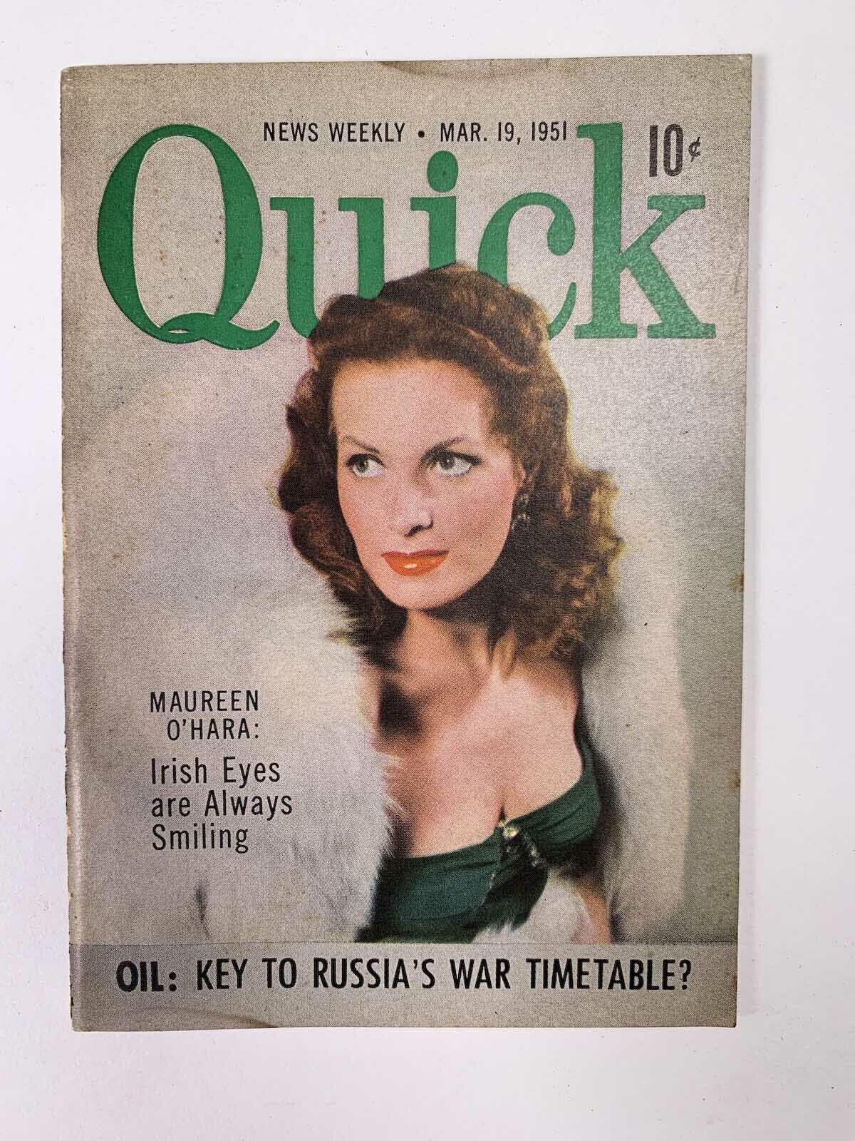 Quick News Weekly Magazine March 19 1951 cover Maureen O'Hara