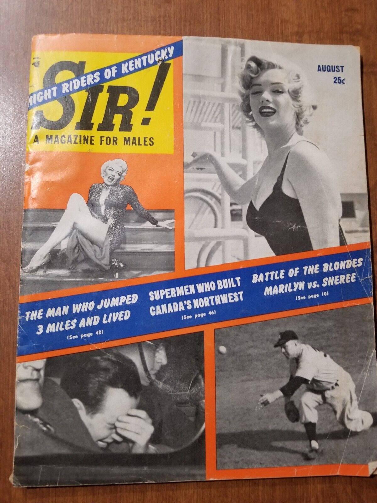 Vintage Sir Magazine for Males August 1955 Marilyn Monroe, Whitey Ford