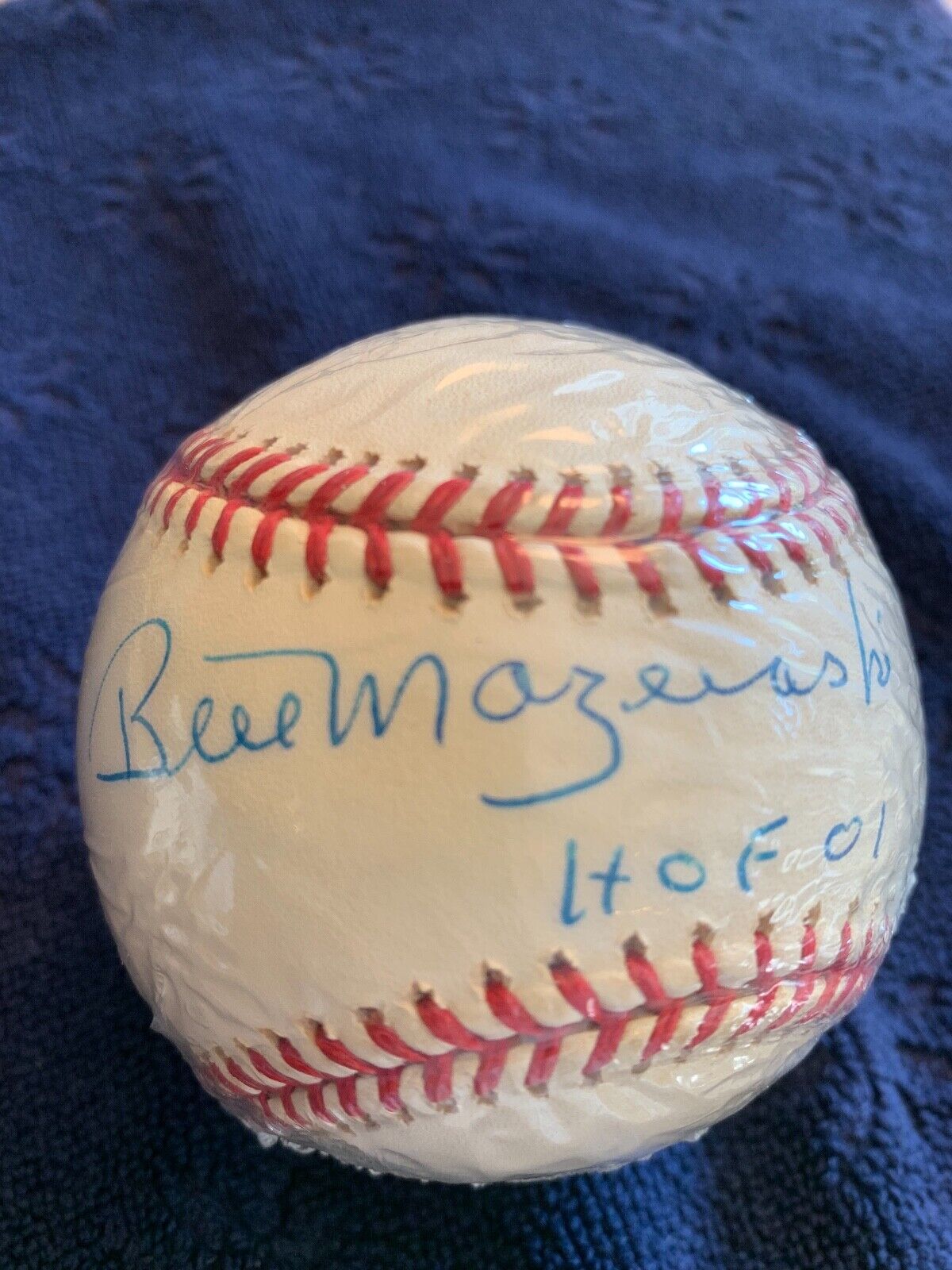 Bill Mazeroski HOF 01 Autographed ONL Leonard S Coleman Baseball w/COA Vintage