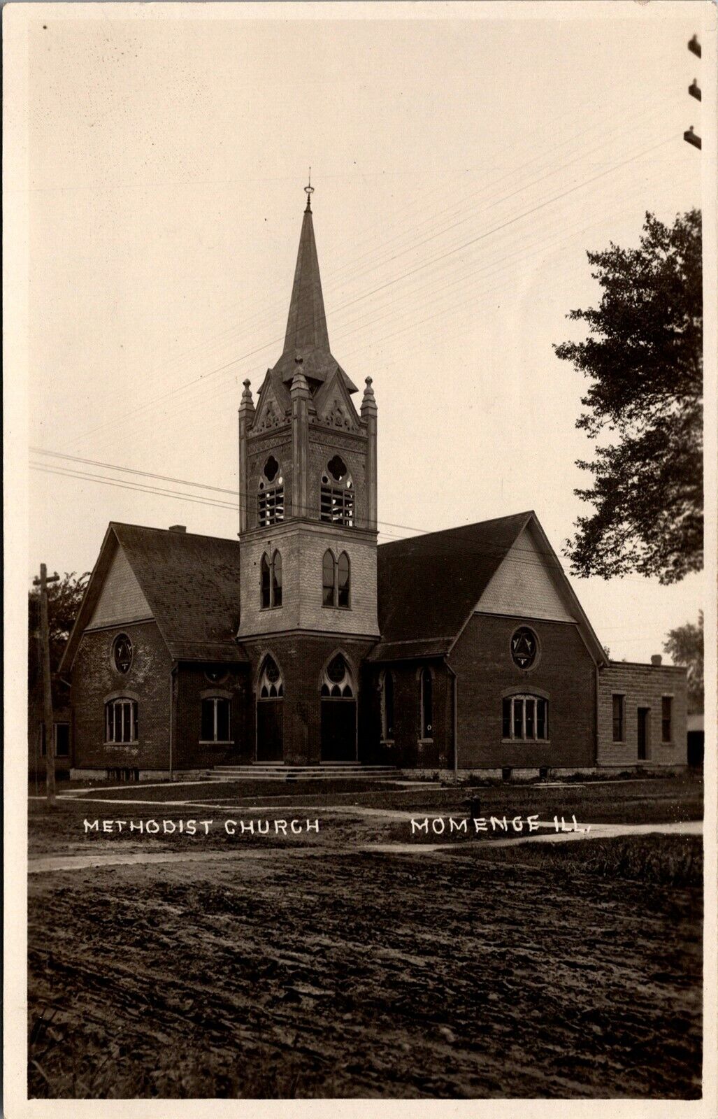 Vtg Momence Illinois IL Methodist Church 1910s RPPC Real Photo Postcard