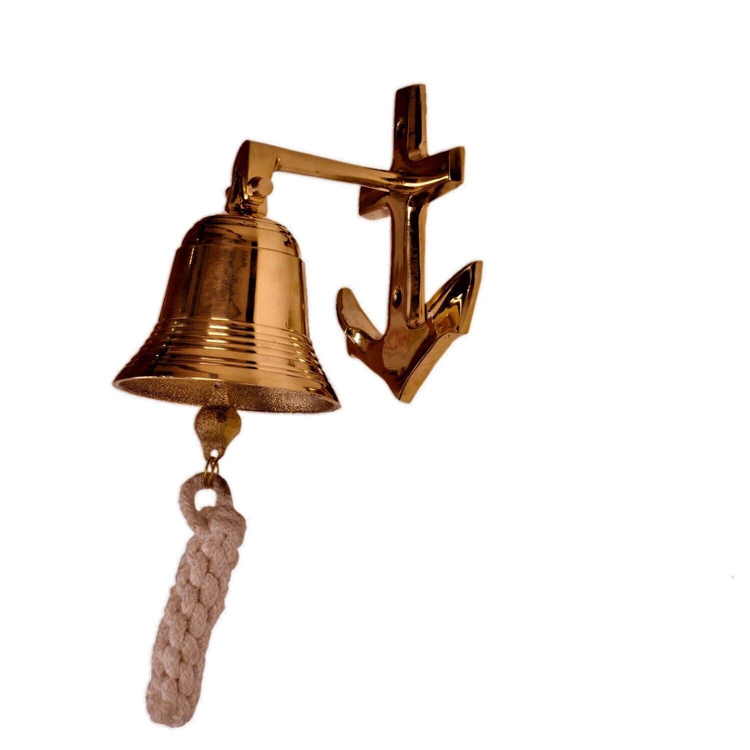 Brass Nautical Bell with Anchor Mount: Unique Pirate Ship Marine Decor Gift