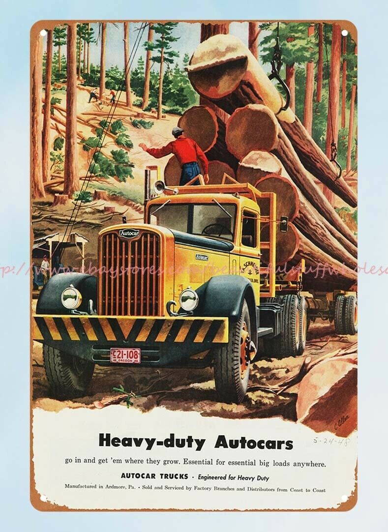 heavy duty Autocar Truck 1940\'s metal tin sign nostalgic retro decoration