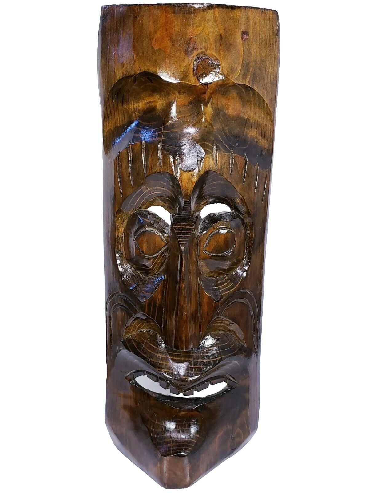 Carved Wood Tiki Face Head Mask Large 25\