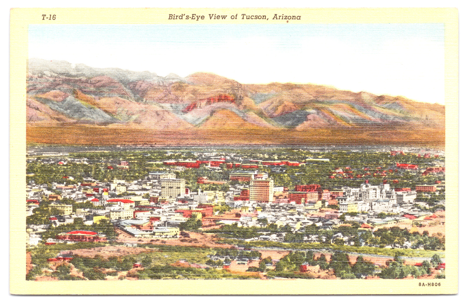 Postcard Bird\'s Eye View of Tucson AZ #8A-H806 C. T. Art-Colortone Lollegard Co.