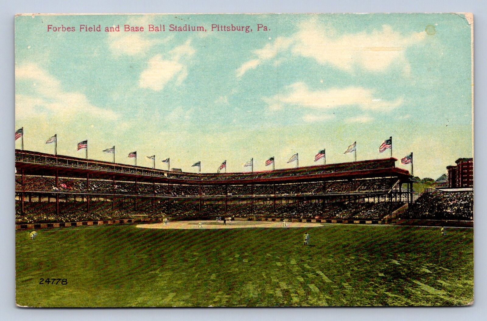 J92/ Baseball Sports Postcard c1910 Pittsburg Forbes Field Stadium Game 130