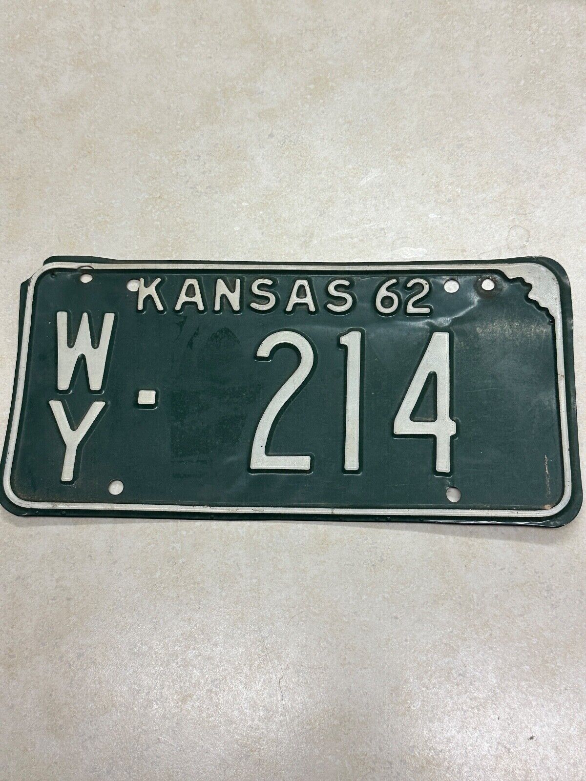 Vintage Obsolete Wyandotte County Kansas 1962 License Plate #214
