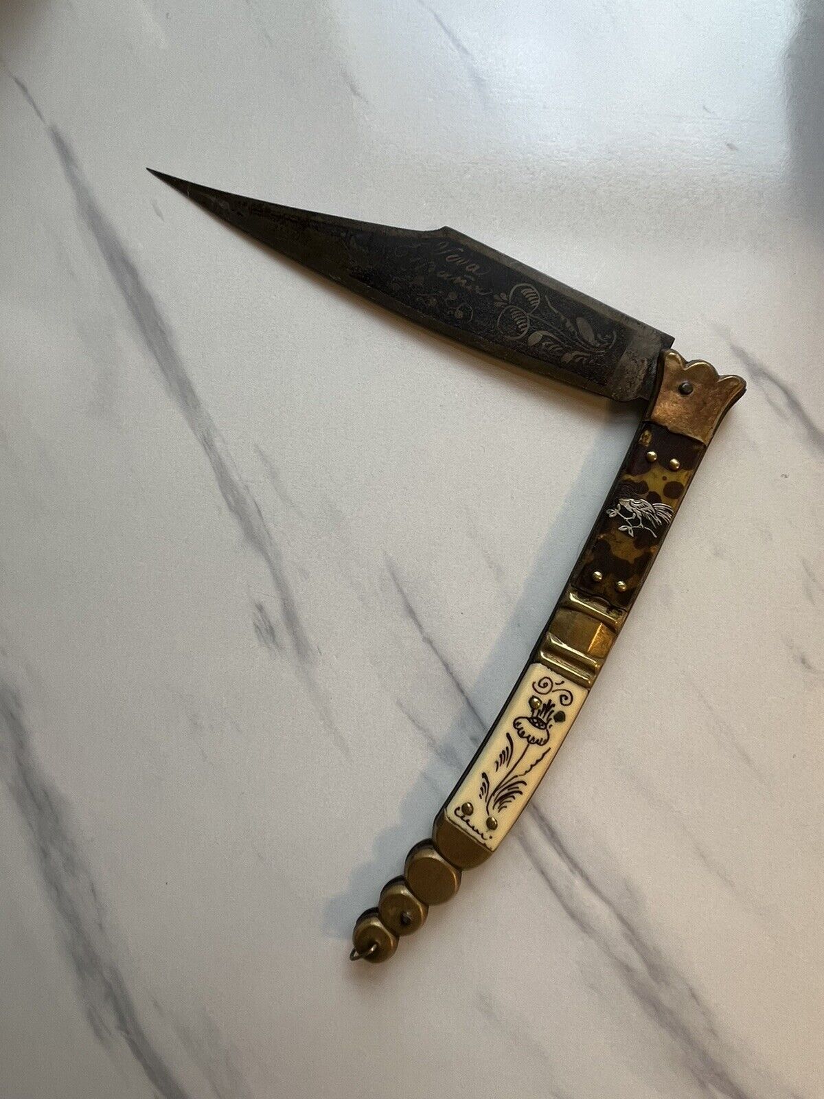 Navaja Knife Antique 18th 19th Century Spanish France NAVAJA Folding Knife Brass