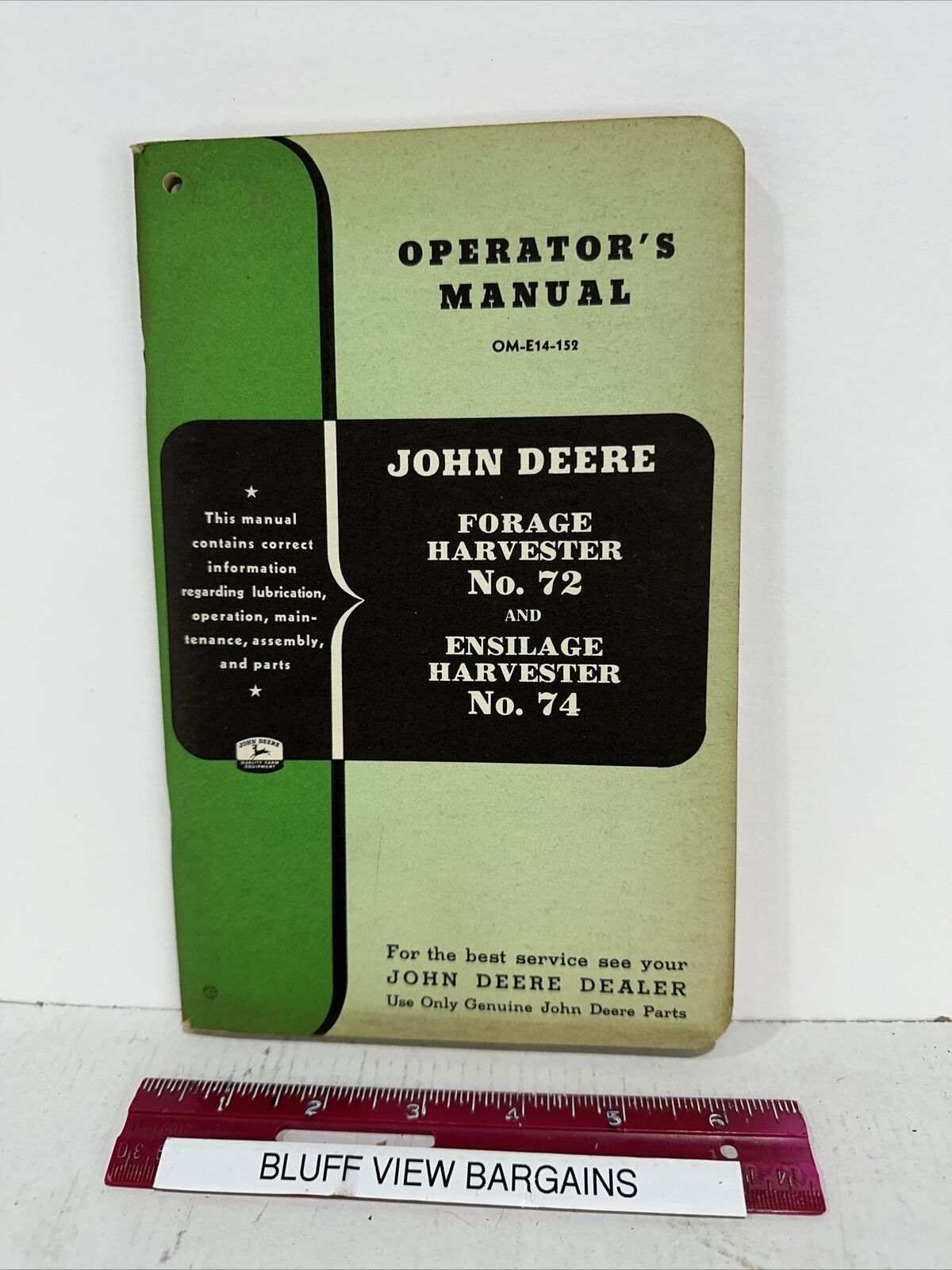 1950\'s John Deere Operator\'s Manual OM-E14-152   Harvester #72 And #74
