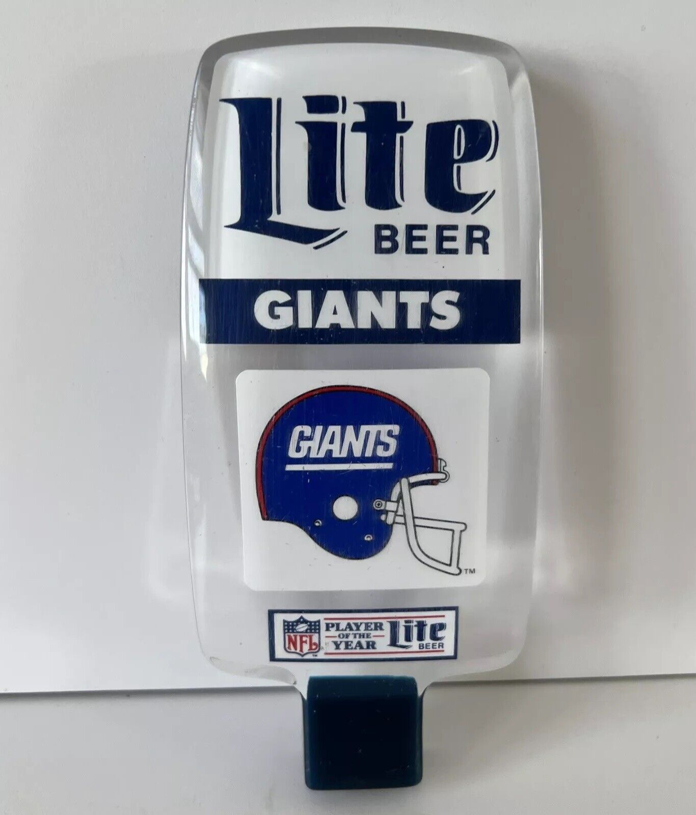 Beer Tap Handle Miller Lite Beer New York Giants Helmet Acrylic Used Vintage
